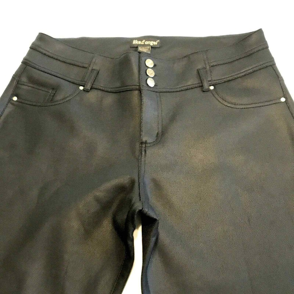 Like an angel Womans Size 3x Black Leather Look Stretch Spandex Jeans runs small